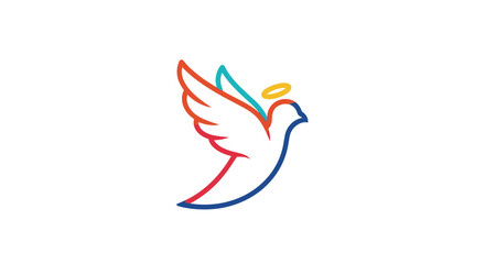 Colorful Dove with Halo Flying Gracefully.