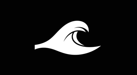 Stylized White Wave Illustration on Black Background.