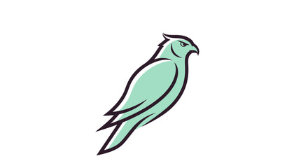 Stylized light teal bird of prey vector logo illustration.