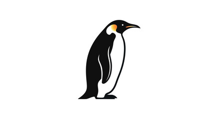 Elegant emperor penguin standing tall in a minimalist vector illustration.