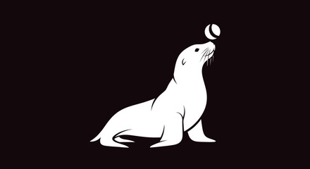 Playful Sea Lion Balancing Ball on Nose.