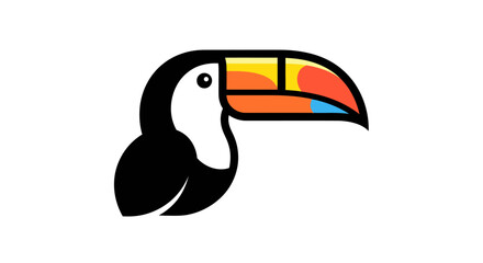 Naklejka premium Stylized Toucan Bird Head with Colorful Beak Illustration.