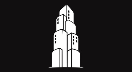 Obraz premium Stylized White Skyscraper Cluster Graphic Illustration.