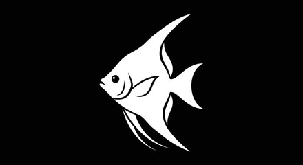 White fish illustration profile view simple line art style elegant design aquatic creature.