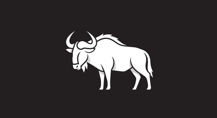 Stylized white wildebeest gnu vector illustration icon.