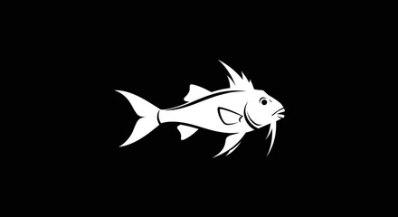White stylized fish illustration design.