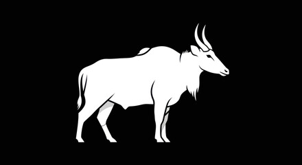 White bull profile view illustration graphic.