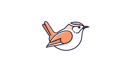 Simple Line Drawing of a Small Bird.