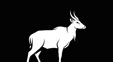Silhouette of an Antelope Profile View Wildlife Art.