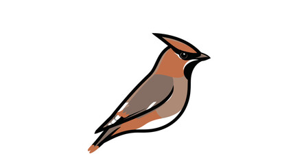 Cedar Waxwing Bird Illustration Profile View.