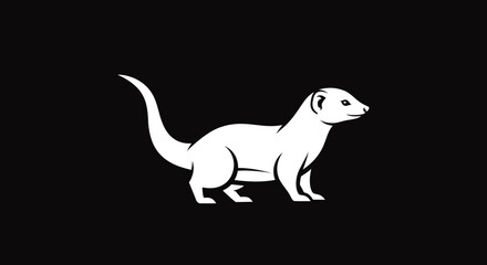 White mongoose illustration side profile view.