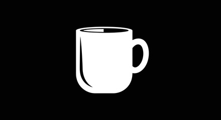 Simple white coffee mug icon graphic illustration.