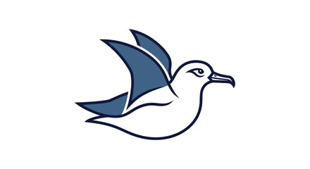 Stylized Bird Illustration with Blue Wings in Flight.