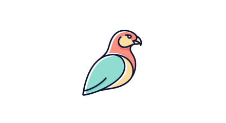 Colorful lovebird parrot line art logo design illustration.