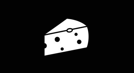 Minimalist Cheese Wedge Illustration on Black Background.