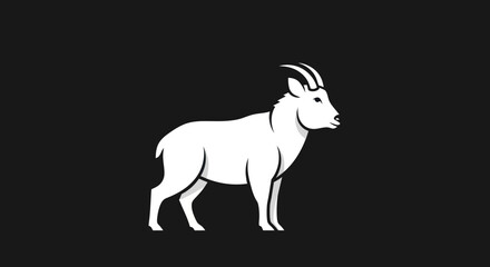 White goat illustration side profile view.