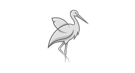 Monochromatic Illustration of a Heron.