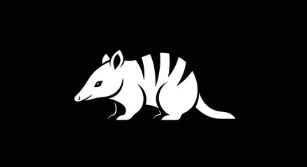 White Armadillo Silhouette Illustration.