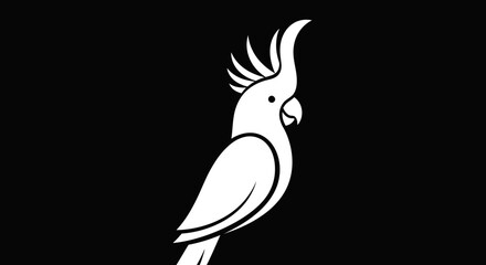 Elegant white parrot profile detailed illustration.