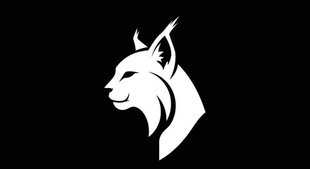 Minimalist white lynx head profile graphic illustration. © gudangPIXEL