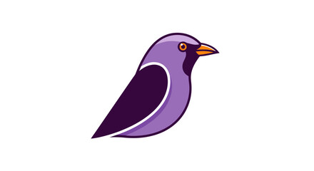 Stylized Purple Bird with Orange Beak and Eye.