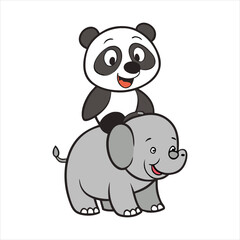 panda bear and a baby