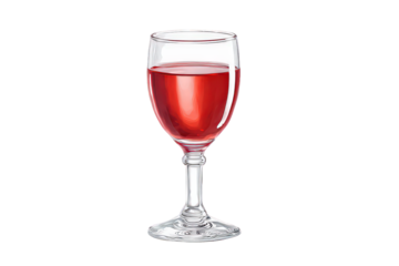 Red Wine in a Clear Glass on Transparent Background