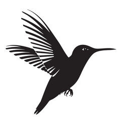 Obraz premium A hummingbird, a tiny jewel of the sky, captured in a graceful silhouette as it hovers midflight, embodying the beauty and agility of this nectarsipping bird