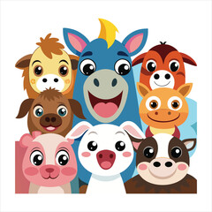 set of cartoon animals