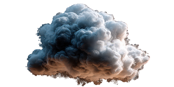 Luminous Blue and Brown 3D Rendered Cloud Isolated on Black Background
