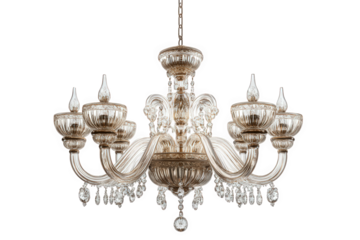 Ornate crystal chandelier isolated on transparent background