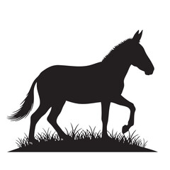 Obraz premium Elegant silhouette of a mule standing gracefully on grass, , capturing its strength and beauty in a simple yet striking design