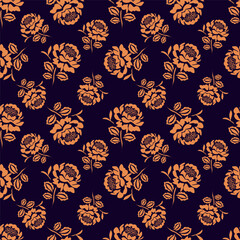 Elegant seamless floral pattern with fall flowers. Repeatable botanical background. Flat vector illustration.