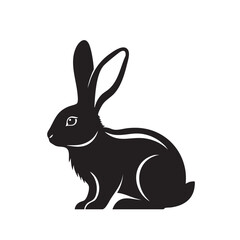 Obraz premium A sleek black silhouette of a rabbit in profile, , capturing its graceful form and alertness, perfect for naturethemed designs and logos
