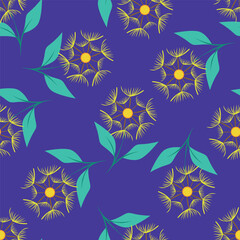 Elegant seamless floral pattern with fall flowers. Repeatable botanical background. Flat vector illustration.
