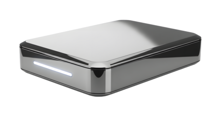 Modern Black and Silver Portable External Hard Drive with LED Indicator