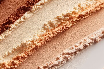 Powdered makeup shades in diagonal stripes