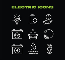 Electric icons ecofriendly energy sources