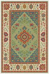 Moroccan Folk art inspired Carpet with modern Pattern in high definition isolated on white canvas with trending colors
