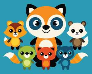 Obraz premium set of funny animals