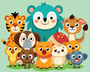 set of funny animals