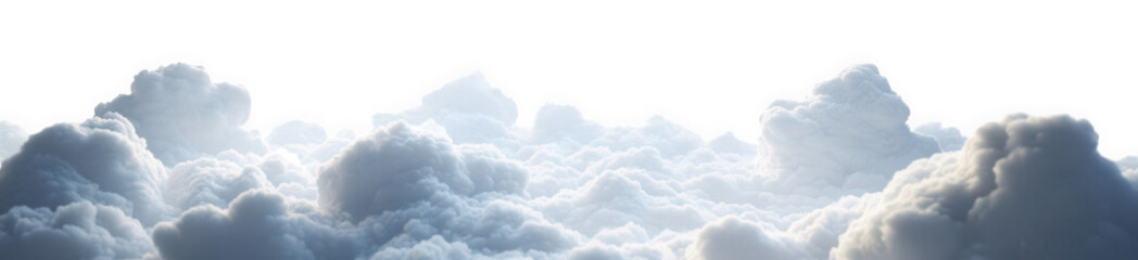 Soft white clouds illuminated by sunlight in the sky isolated on transparent background