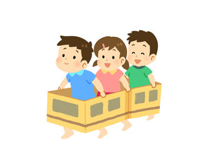 電車ごっこで遊ぶ子どもたち