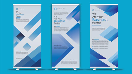 Minimalist Corporate Roll-up Banner Design in Blue Gradient