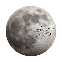 Naklejka premium Full moon with bats silhouetted isolated on transparent background