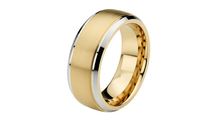 Two tone gold wedding band isolated on transparent background