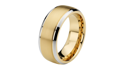 Two tone gold wedding band isolated on transparent background