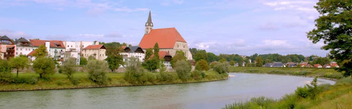 City of Laufen, Bavaria, and Oberndorf bei Salzburg, Austria, in autumn