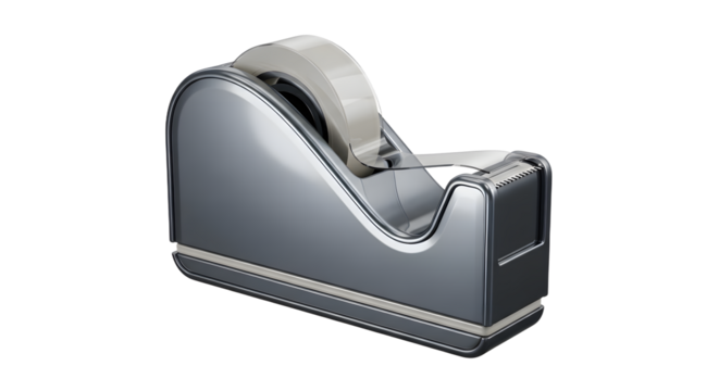 Modern Metallic Tape Dispenser on White Background for Office Supplies