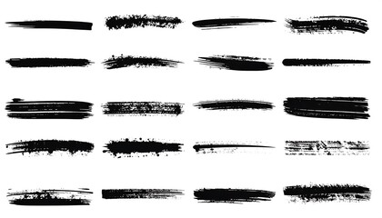 A collection of diverse, textured, horizontal brush strokes, offering a variety of marks and styles.